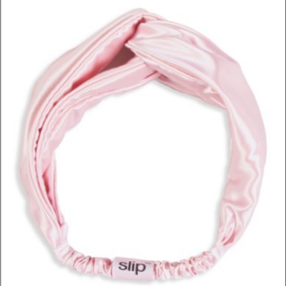 Slip silk knotted pink headband